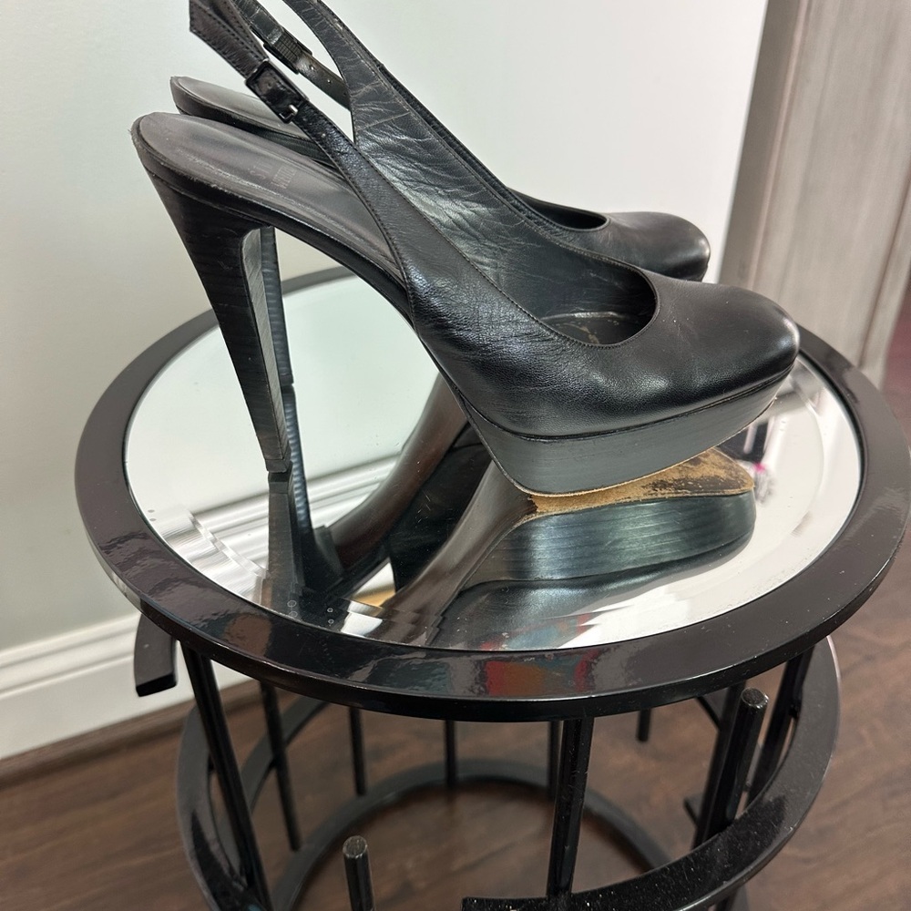 Stuart Weitzman Black Platform Slingback Heels - image 2